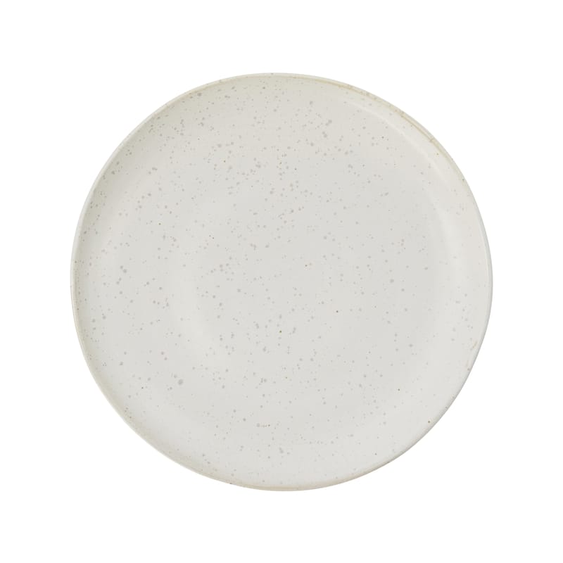 Table et cuisine - Assiettes - Assiette à dessert Pion céramique blanc gris / Ø 21 cm - moucheté - House Doctor - Blanc-gris - Porcelaine émaillée