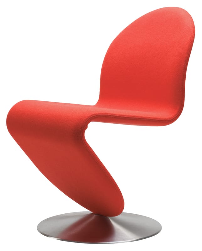 Mobilier - Chaises, fauteuils de salle à manger - Chaise rembourrée 123 tissu rouge / Exclu web - Verner Panton, 1973 - Verpan - Rouge - Aluminium brossé, Laine, Mousse de caoutchouc