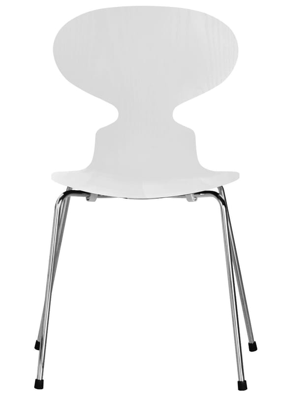 Mobilier - Chaises, fauteuils de salle à manger - Chaise empilable Fourmi - Fritz Hansen - Blanc - Acier, Contreplaqué de frêne teinté