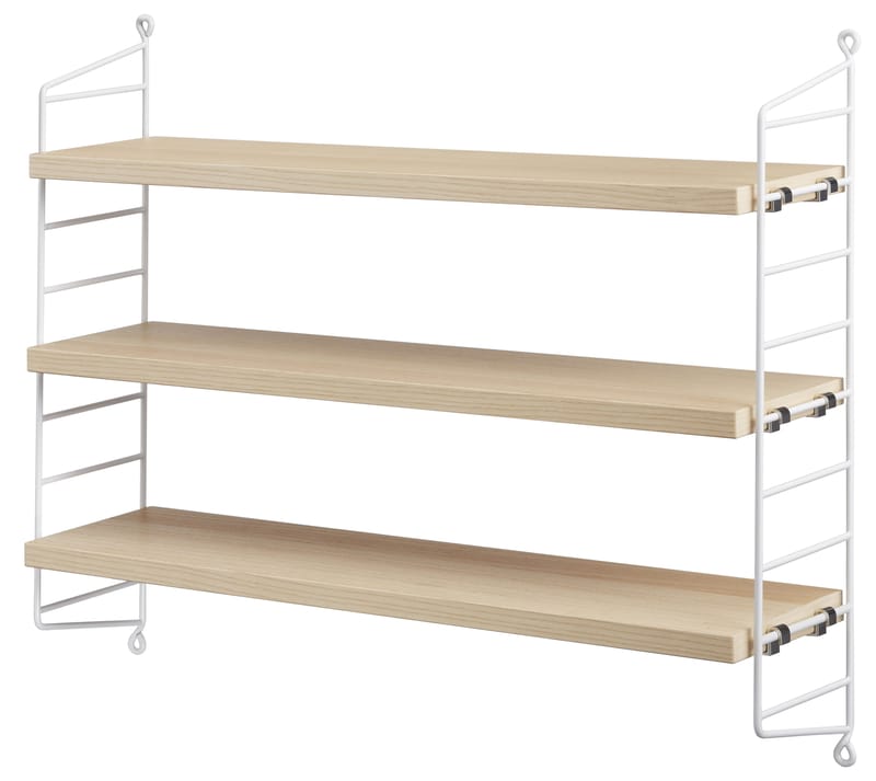 Christmas - Must-have gifts - String® Pocket Shelf natural wood - String Furniture - White / Ash shelves - Ash plywood, Lacquered steel