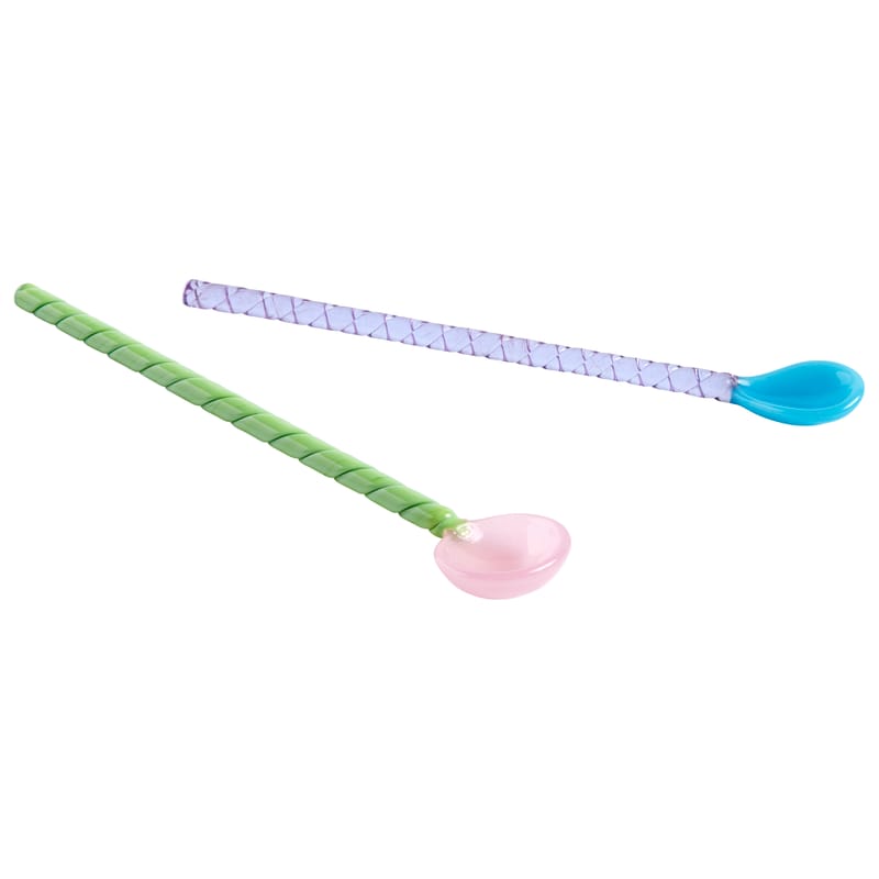 Tableware - Cutlery - Twist Spoon glass multicoloured / Glass - Set of 2 / L 17.5 cm - Hay - Twist / Multicoloured - Glass