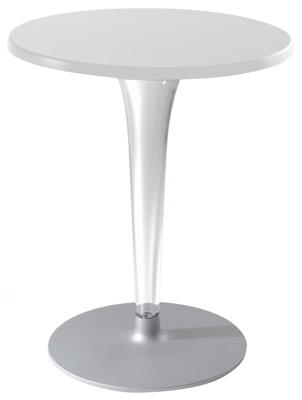 Jardin - Tables de jardin - Table ronde Top Top - Contract outdoor / Philippe Starck, 2007 / Ø 70 cm - Kartell - Blanc/ pied rond - Aluminium verni, Mélamine, PMMA