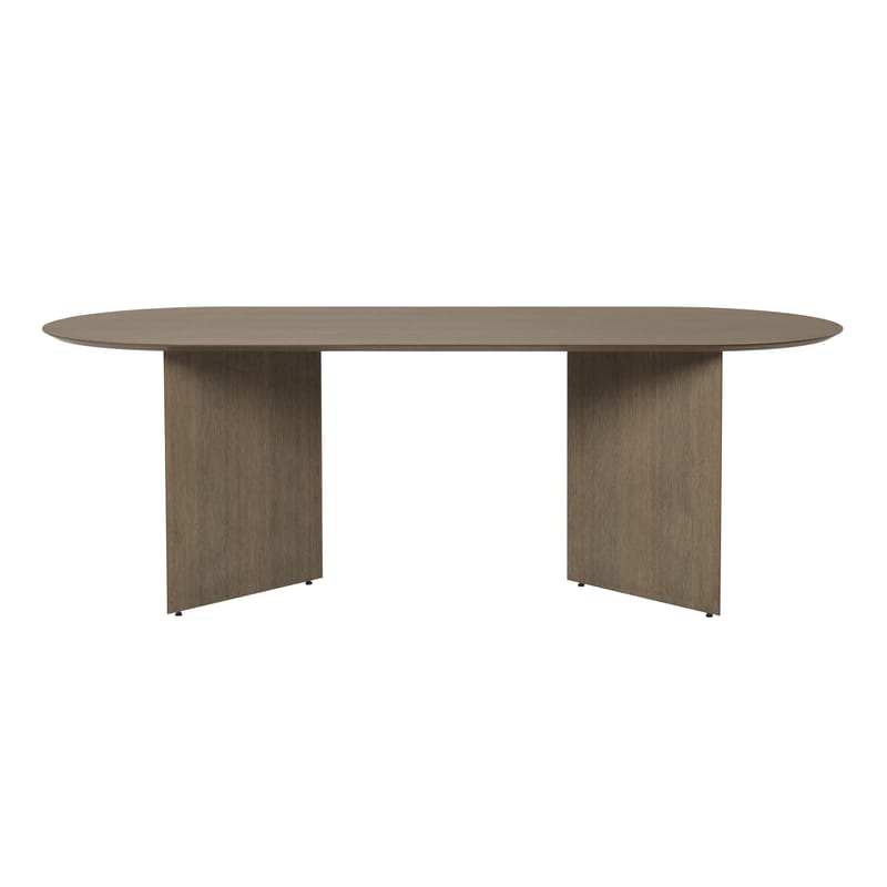 Furniture - Dining Tables -  Tray natural wood oval / For Mingle Large trestles - 220 x 90 cm - Ferm Living - Dark wood - MDF veneer oak