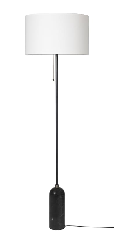 Lighting - Floor lamps - Gravity Floor lamp textile stone white black / Avec variateur - Ø 50 x H 169 cm - Gubi - Marbre noir / Abat-jour blanc - Fabric, Marble