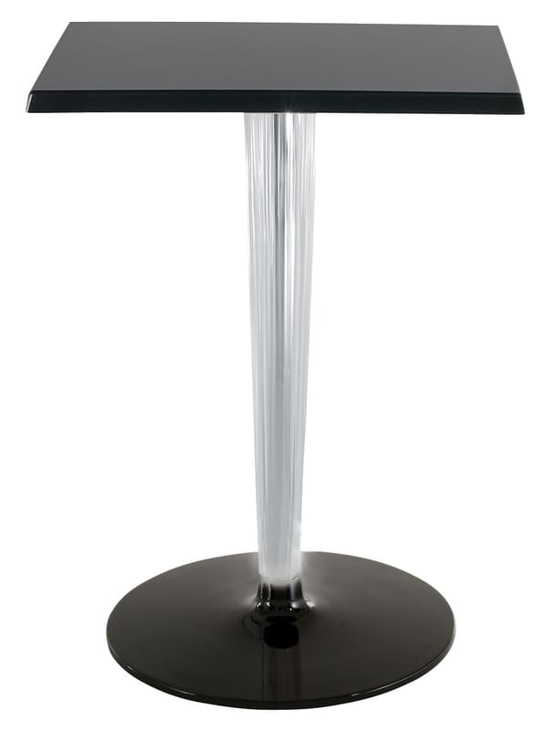 Jardin - Tables de jardin - Table carrée TopTop - Dr. YES / 60x60 cm - Kartell - 60x60 cm - Noir / base et pied ronds - Aluminium verni, Mélamine, PMMA