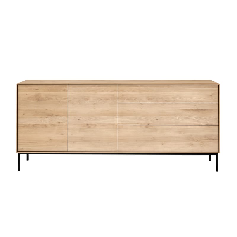 Furniture - Dressers & Storage Units - Whitebird Dresser black natural wood / Solid oak L 180 cm / 2 door & 3 drawers - Ethnicraft - Oak / Black legs - Solid oak, Varnished metal
