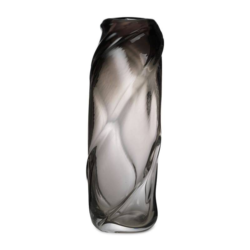Decoration - Vases - Water Swirl Vase glass grey / H 47 cm - Hand-blown glass - Ferm Living - Smoked grey - Mouth blown glass