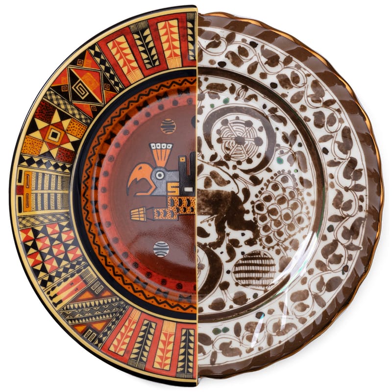 Tableware - Plates - Hybrid Mitla Plate ceramic multicoloured / Ø 27.5 cm - Seletti - Mitla - China