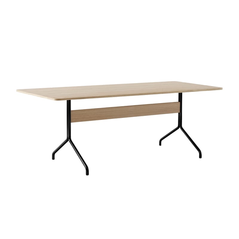 Mobilier - Bureaux - Table rectangulaire Pavilion AV19 bois naturel / 200 x 90 cm - &tradition - Chêne / Noir - Acier, MDF plaqué chêne