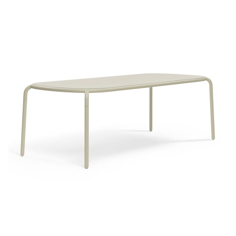 Jardin - Tables de jardin - Table rectangulaire Toní Tablo métal beige / 220 x 99 cm - Trou pour parasol - Fatboy - Table / Sable - Aluminium