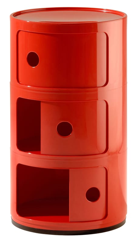 Mobilier - Mobilier Kids - Rangement Componibili plastique rouge / 3 tiroirs - H 58 cm - Anna Castelli Ferrieri, 1968 - Kartell - Rouge - ABS