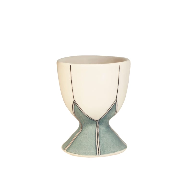 Tableware - Kitchen accessories - Daria Eggcup ceramic green / Hand-painted ceramic - Maison Sarah Lavoine - Celadon - Glazed ceramic