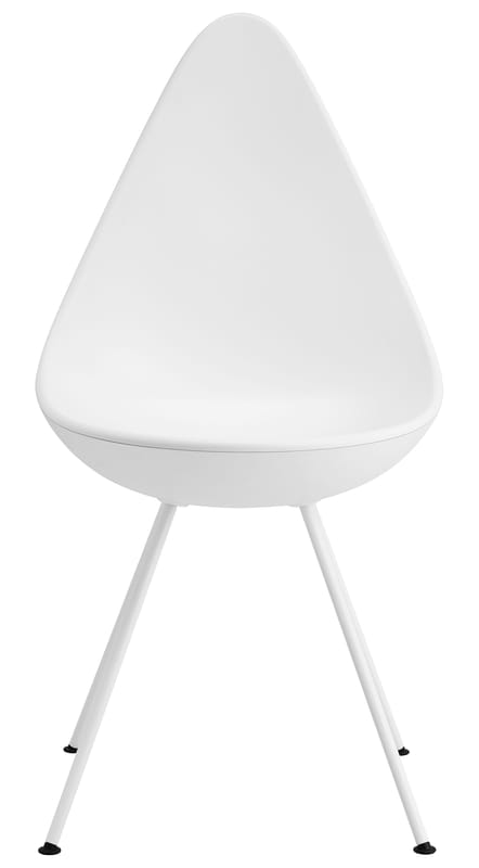 Möbel - Stühle  - Stuhl Drop plastikmaterial weiß / Sitzschale aus Kunststoff - Neuauflage des Originals von 1958 - Fritz Hansen - Weiß - ABS-Kunststoff, lackierter Stahl, Nylon