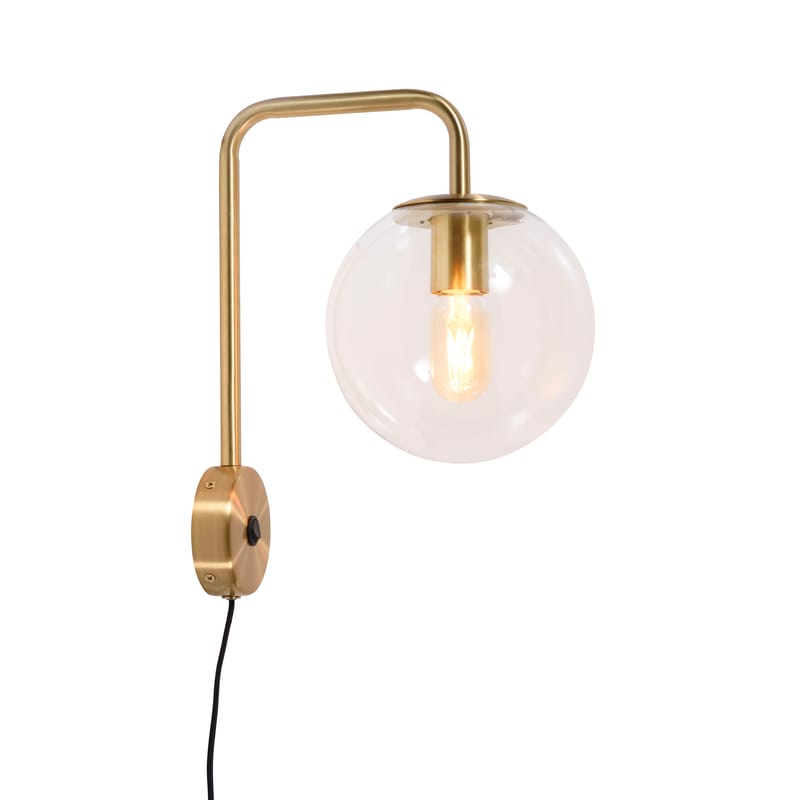 Lighting - Wall Lights - Warsaw Wall light with plug glass gold metal / Glass & metal - It\'s about Romi - Brass - Glass, Iron