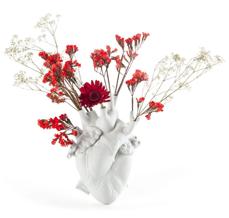 Dekoration - Vasen - Vase Love in Bloom keramik weiß / menschliches Herz - Seletti - Weiß - Porzellan