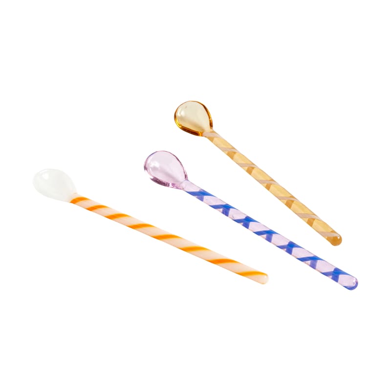 Tableware - Cutlery - Spice Spoon glass multicoloured / Glass - Set of 3 / L 12 cm - Hay - Spice / Multicoloured - Glass