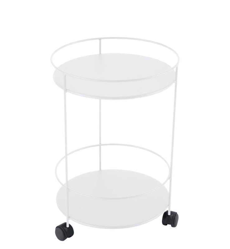 Mobilier - Tables basses - Chariot Guinguette métal blanc /Ø 40 x H 62 cm - Plateau plein - Fermob - Blanc coton - Acier laqué
