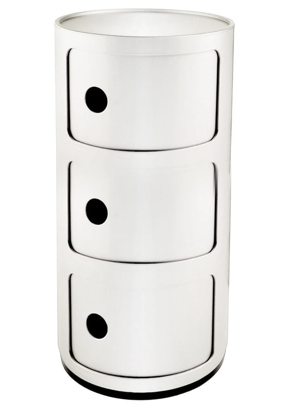 Mobilier - Mobilier Kids - Rangement Componibili plastique blanc / 3 tiroirs - H 58 cm - Anna Castelli Ferrieri, 1968 - Kartell - Blanc brillant - ABS