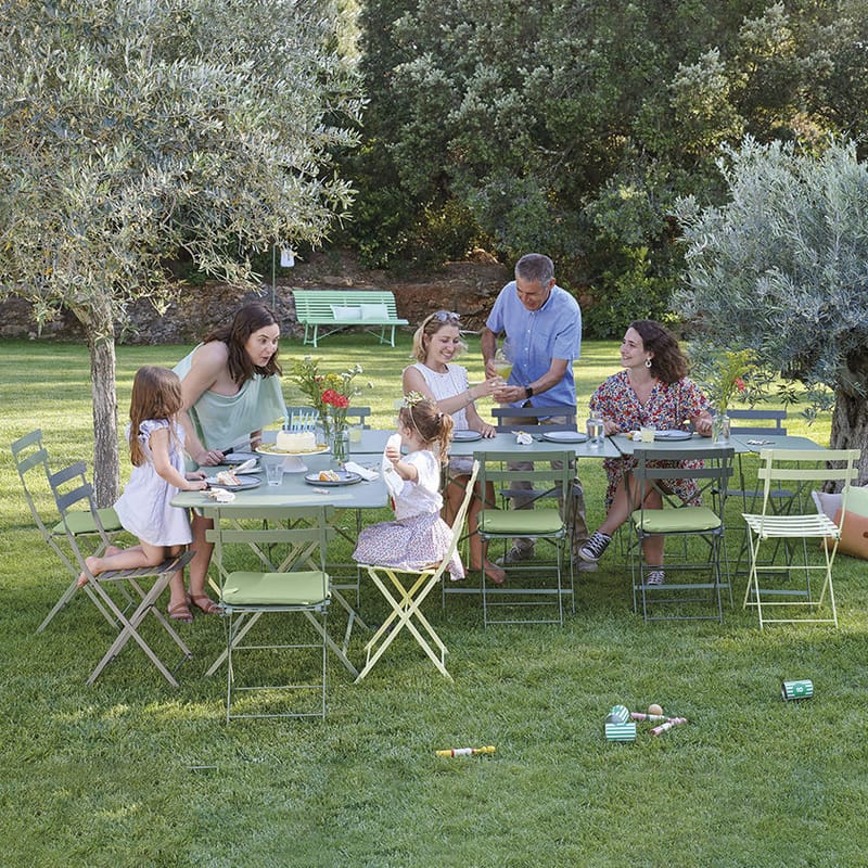 Tavolo da giardino pieghevole per 6 persone in acciaio grigio