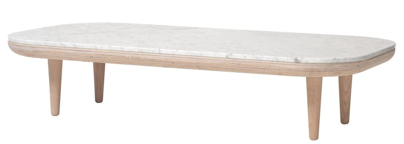 Arredamento - Tavolini  - Tavolino FLY pietra bianco legno naturale / Marmo - 120 x 60 cm - &tradition - Rovere chiaro / Marmo bianco - Marmo di Carrara, Rovere sbiancato