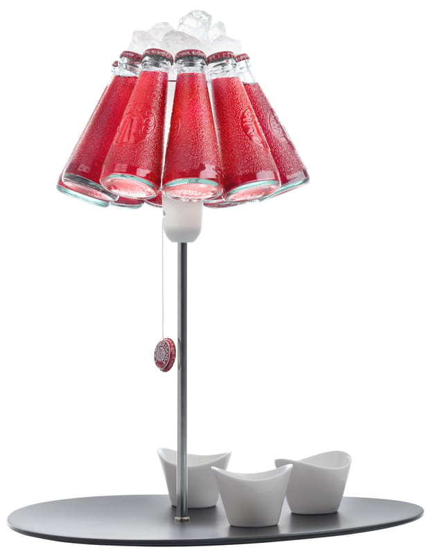 Leuchten - Tischleuchten - Tischleuchte Campari Bar metall glas rot schwarz / H 50 cm - Ingo Maurer - Rot / schwarz / Stahl - Glas, Metall, Plastik, Porzellan