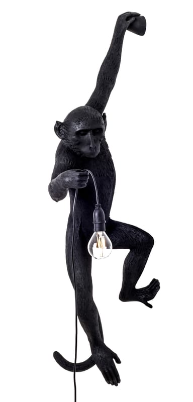 Lighting - Wall Lights - Monkey Hanging Outdoor wall lamp with socket plastic material black / Outdoor - H 76.5 cm - Seletti - Black - Resin