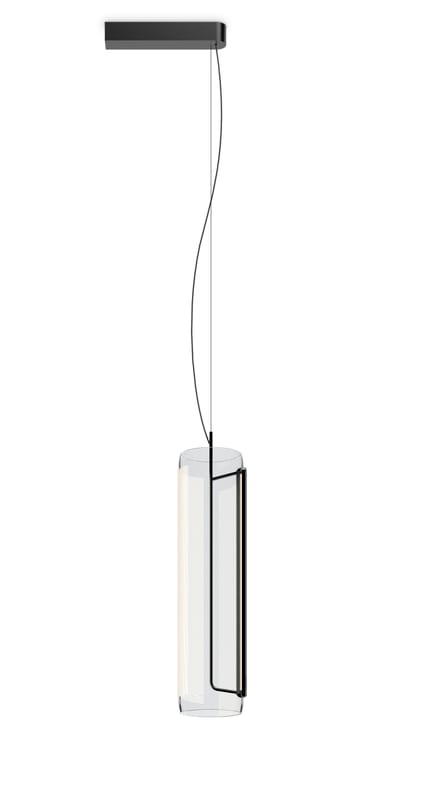 Leuchten - Pendelleuchten - Pendelleuchte Guise metall glas grau / vertikaler Diffusor - LED - Vibia - Graphitgrau lackiert (matt) - Aluminium, Borosilikatglas