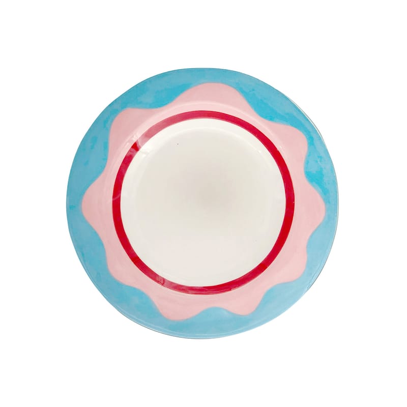 Tableware - Plates - Wavy Dessert plate ceramic pink / Ø 20 cm - Hand-painted - LAETITIA ROUGET - Wavy / Pink - Sandstone
