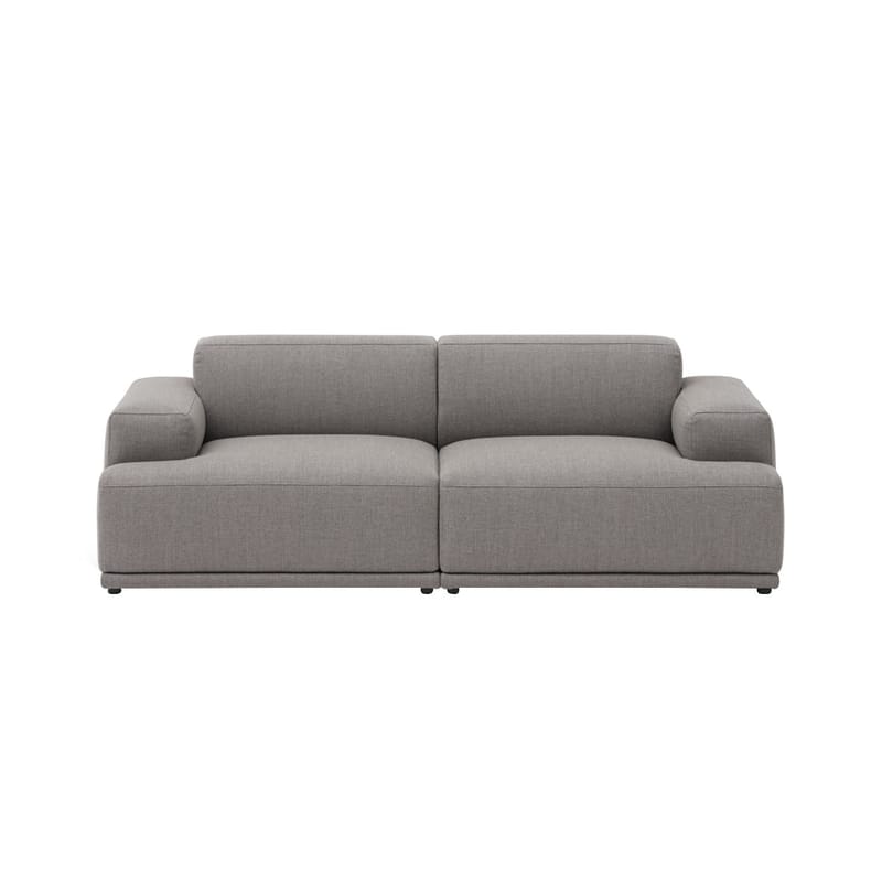 Furniture - Sofas - Connect Soft n°1 2 seater sofa textile grey / 2 units - L 207 cm - Muuto - Light grey (Rewool 128 fabric) - Fabric, Foam, Wood