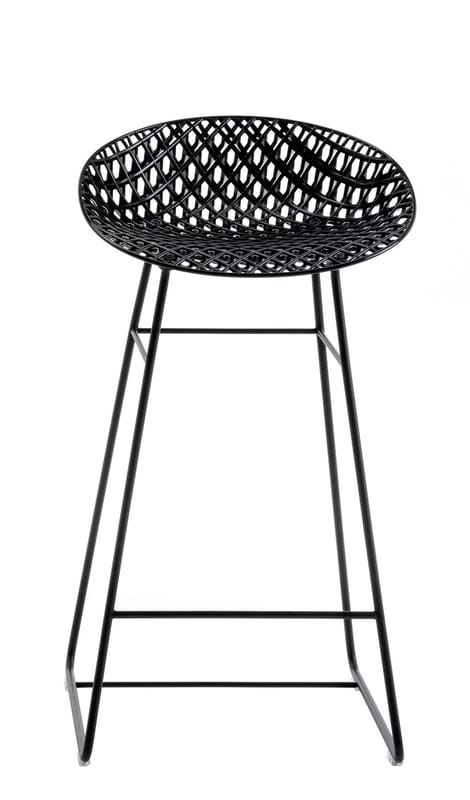 Möbel - Barhocker - Barhocker Smatrik plastikmaterial schwarz / Outdoor - H 65 cm - Kartell - Schwarz - Polykarbonat, rostfreier lackierter Stahl