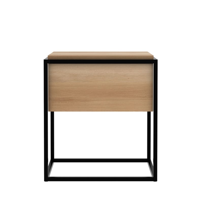 Furniture - Coffee Tables - Monolit Bedside table natural wood / Solid oak & metal - 1 drawer - Ethnicraft - Oak & black - FSC-certified solid oak, Varnished metal