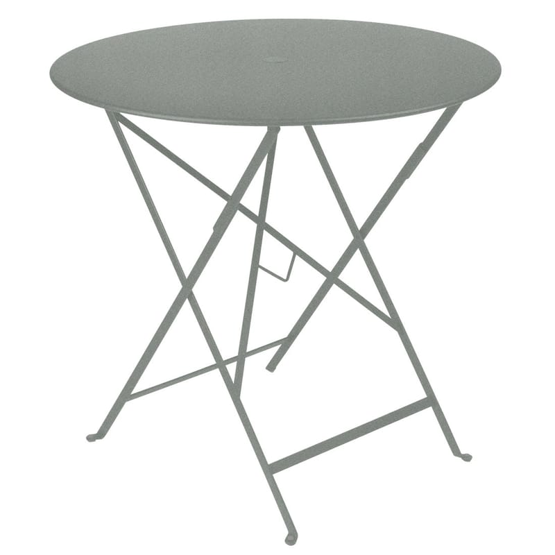 Outdoor - Garden Tables - Bistro Foldable table metal grey /Ø 77 cm - Parasol hole - Fermob - Lapilli grey - Painted steel