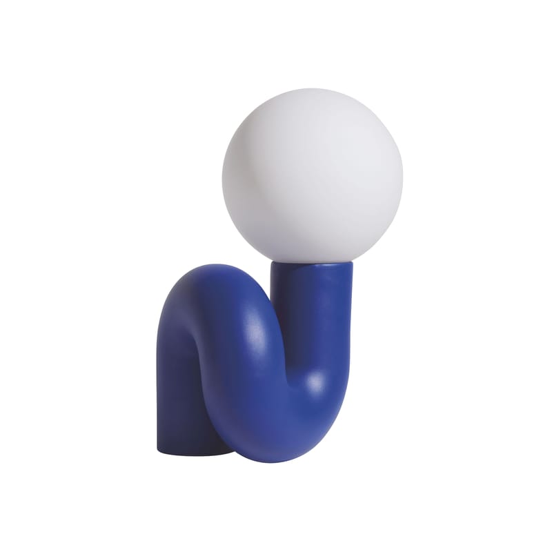 Luminaire - Lampes de table - Lampe de table Neotenic LED Grande céramique bleu /  L 34 x H 51 cm - Petite Friture - Bleu (mat) - Céramique, Verre soufflé bouche
