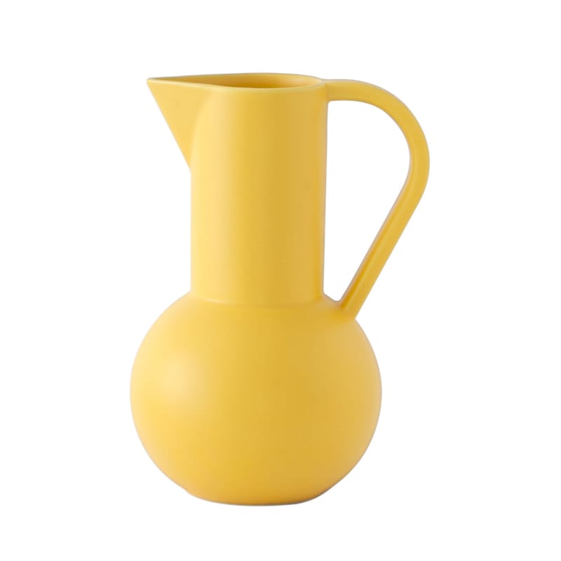 Tableware - Water Carafes & Wine Decanters - Strøm Large Carafe ceramic yellow / H 28 cm - Handmade ceramic - raawii - Freesia yellow - Ceramic