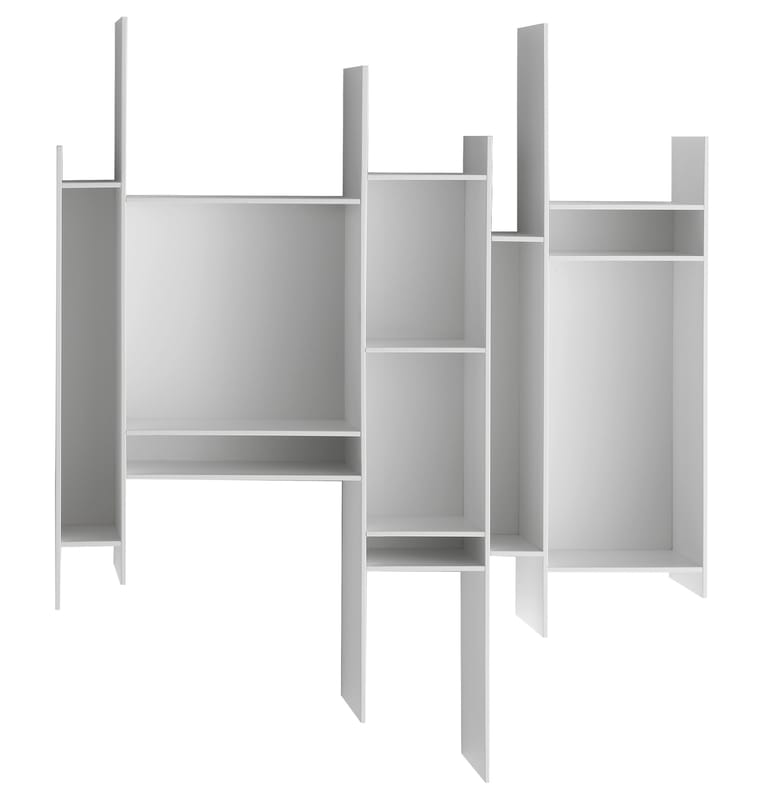 Furniture - Bookcases & Bookshelves - Randomito Shelf wood white L 81 x H 96 cm - MDF Italia - White lacquered - Lacquered wood fibre