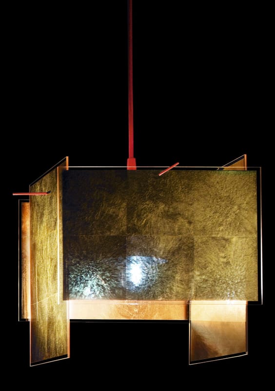 Illuminazione - Lampadari - Sospensione 24 Karat Blau metallo materiale plastico rosso oro Ø 230 cm - Ingo Maurer - Oro e rosso - 230 cm - Foglio d\'oro, Plastica