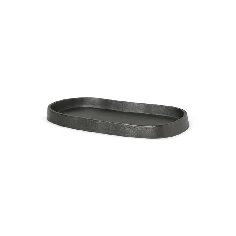 Accessories - Desk & Office Accessories - Yama Tray metal black / Oval - 19 x 9,5 cm -  Recycled aluminium - Ferm Living - Black - Recycle aluminium