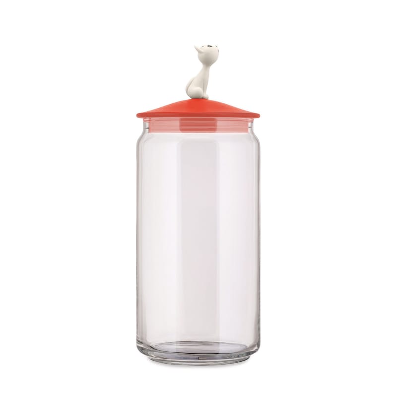 Tableware - Storage jars and boxes - MiòJar Airtight jar glass orange / H 27 cm - 150 cl - Alessi - Orange - Glass, Thermoplastic resin