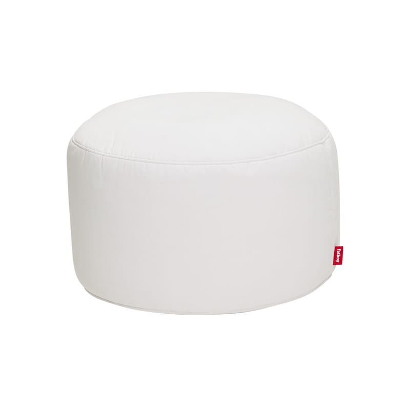 Furniture - Kids Furniture - Point Large Outdoor Pouf textile white white fabric / Ø 70 x H 40 cm - Fatboy - Natural white - Expanded polystyrene, Olefin fabric