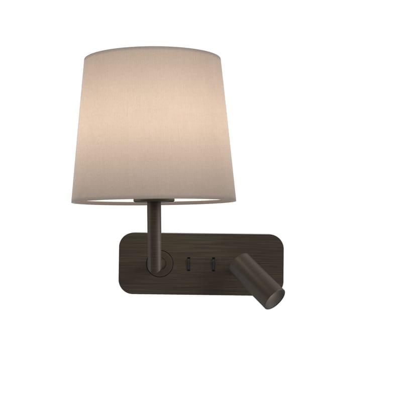 Lighting - Wall Lights - Side by Side LED Wall light metal / Adjustable reading light - Double lighting / Switches - Astro Lighting - Bronze / White lampshade - Fabric, Zinc
