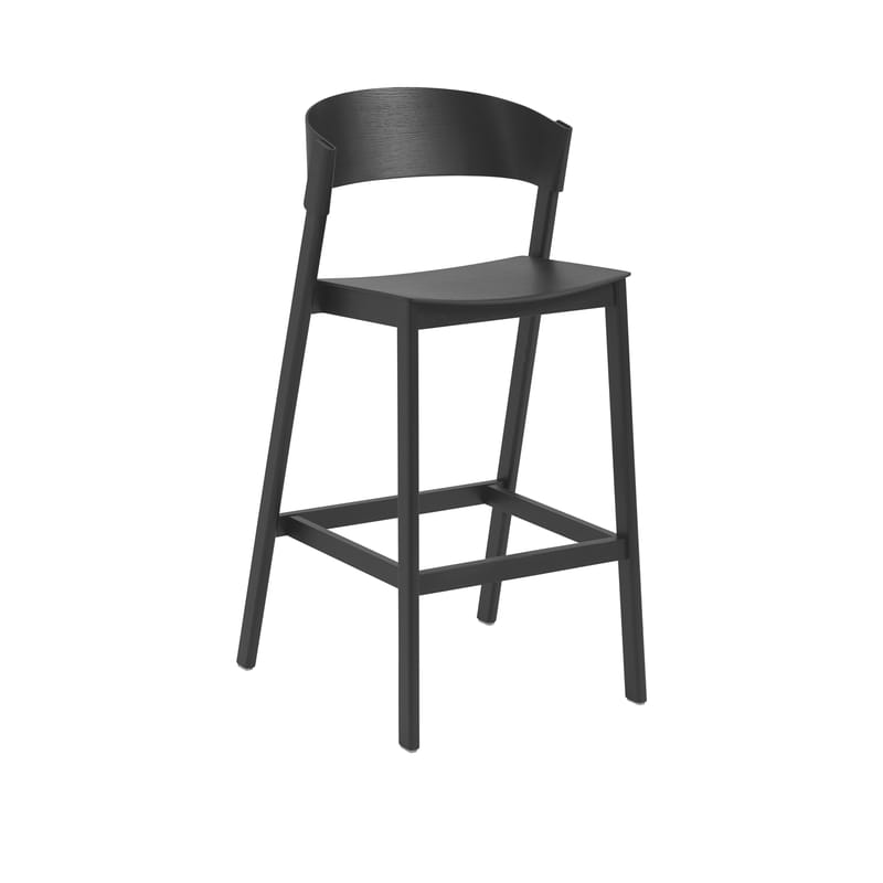 Furniture - Bar Stools - Cover High stool wood black / 75 cm - Wood - Muuto - Black - Ash plywood, Ashwood