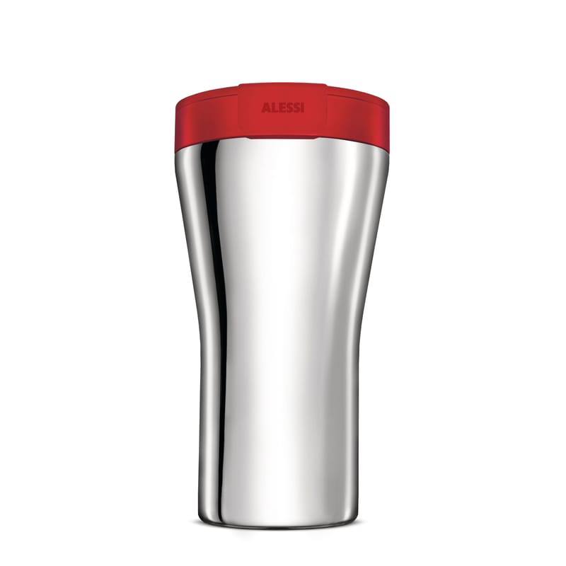 Tableware - Coffee Mugs & Tea Cups - Caffa Insulated mug metal / 40 cl - Alessi - Red / Steel - Stainless steel, Thermoplastic resin