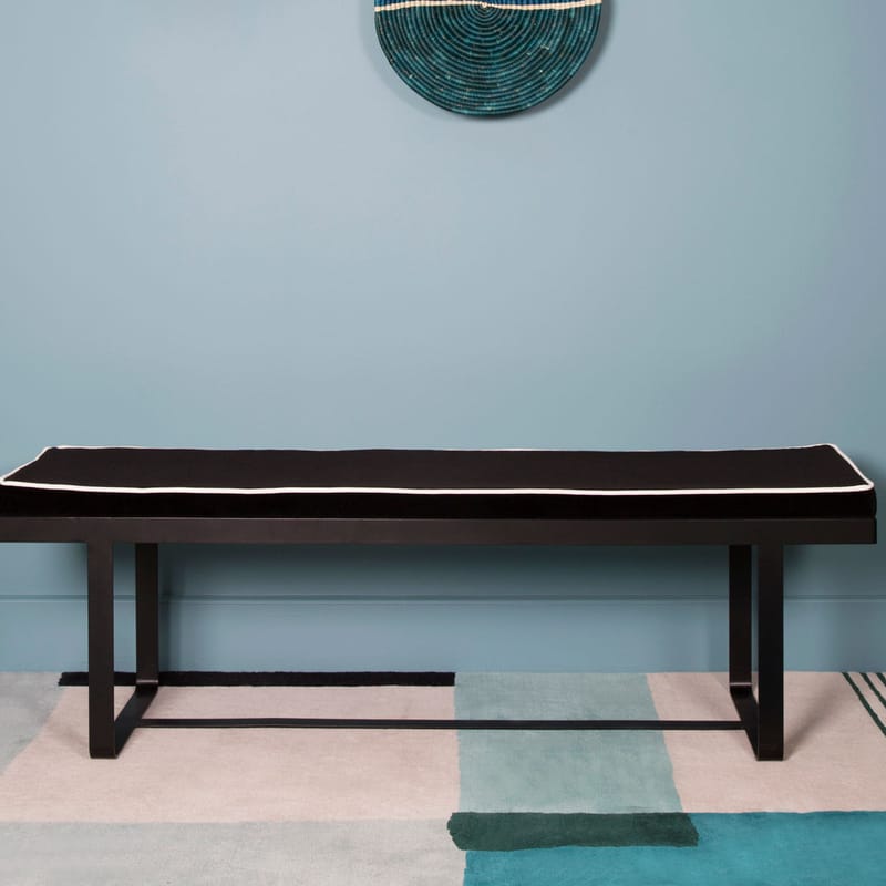 Gaspard Padded bench textile black Velvet L 140 cm Maison Sarah Lavoine
