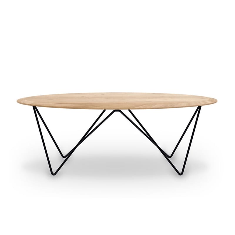 Furniture - Coffee Tables - Orb Coffee table natural wood / Solid oak & metal - 130 x 60 cm - Ethnicraft - Oak & black - FSC-certified solid oak, Varnished metal