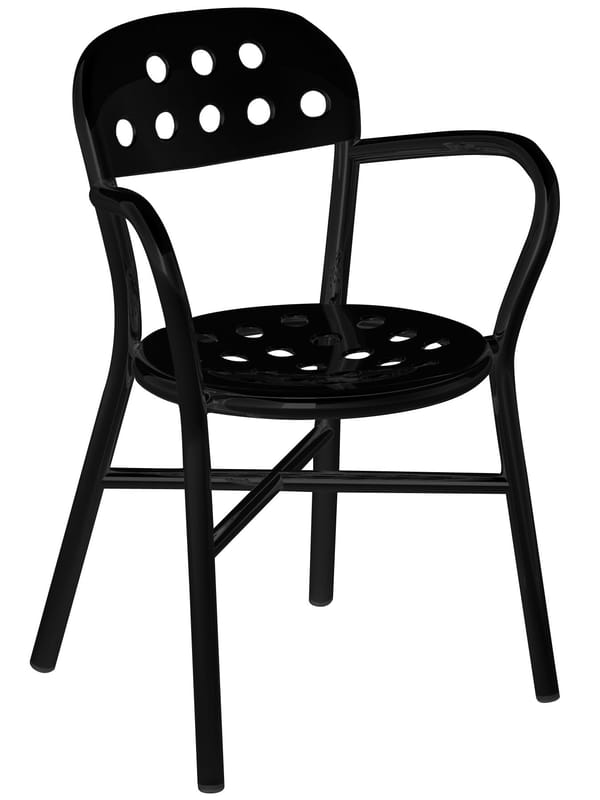Furniture - Chairs - Pipe Stackable armchair metal black Metal - Magis - Black - Varnished aluminium, Varnished steel