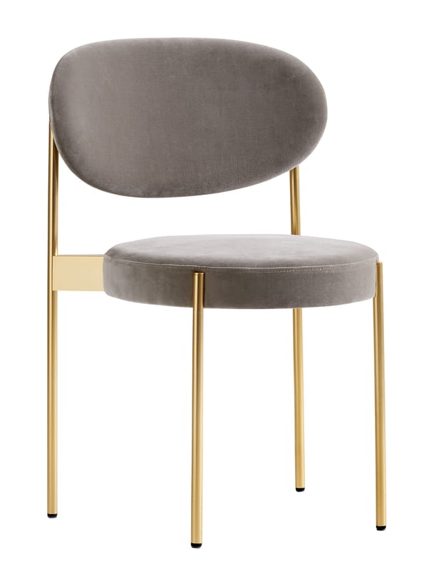 Möbel - Stühle  - Gepolsterter Stuhl Series 430 Brass textil grau gold / Velours - Verner Panton (1967) - Verpan - Braun / Messinggestell - Messingbeschichteter Stahl, Samt Kvadrat, Schaumstoff