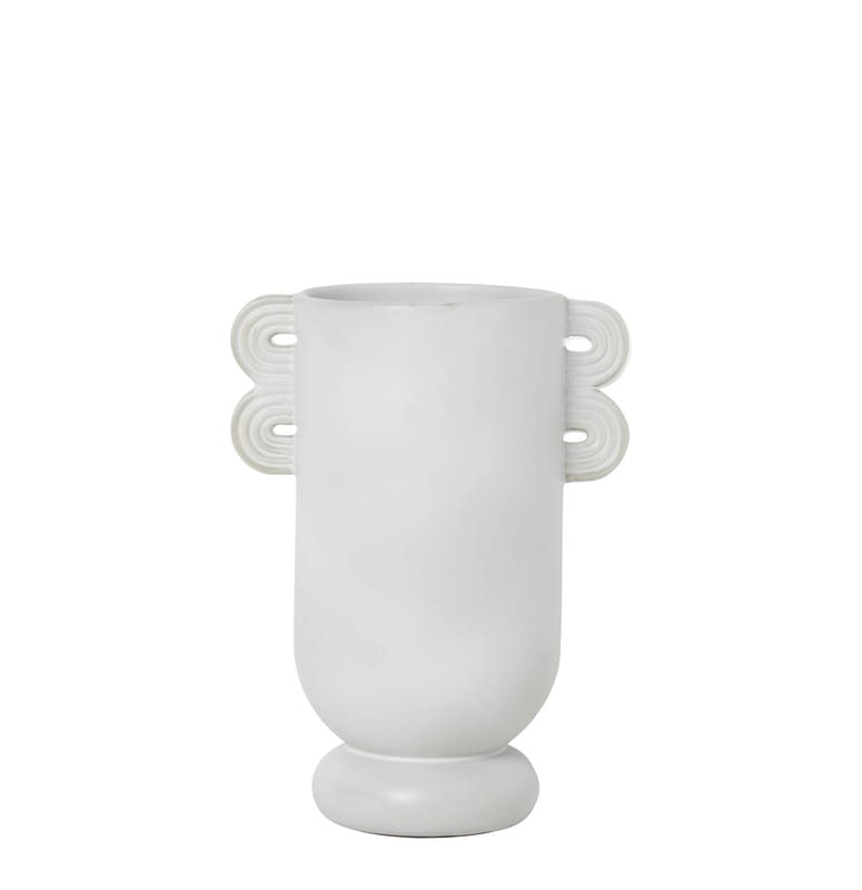 Dekoration - Vasen - Vase Muses - Ania keramik weiß / L 19 cm x H 26 cm - Ferm Living - Ania / weiß - emaillierter Sandstein