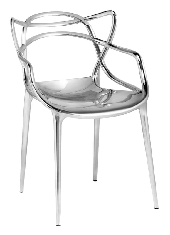Mobilier - Chaises, fauteuils de salle à manger - Chaise empilable Masters plastique métal / Métallisé - Philippe Starck, 2010 - Kartell - Chromé - Technopolymère thermoplastique recyclé