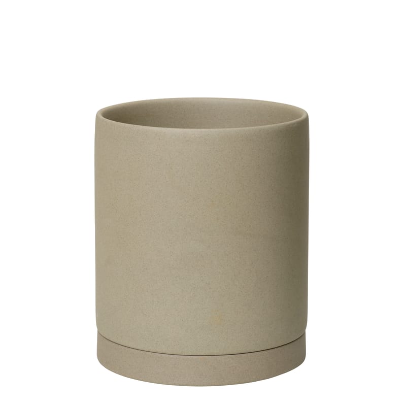 Outdoor - Pots & Plants - Sekki Large Flowerpot ceramic beige / Ø 15.7 x H 17.7 cm - Sandstone - Ferm Living - Sand - Sandstone