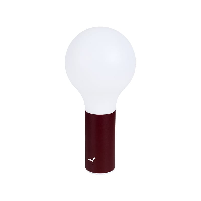 Lighting - Wall Lights - Aplô LED Wireless rechargeable outdoor lamp metal red - Fermob - Black cherry - Aluminium, Polycarbonate